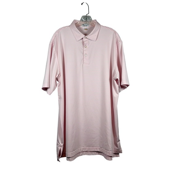 Peter Millar Summer Comfort, White and Baby Pink Striped Golf Polo, Size XL - Picture 1 of 7